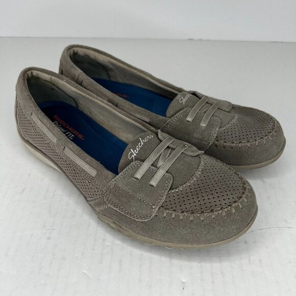 Skechers Womens 22516 Gray Newbury St Adored Slip On leather Size 10 Loafers - Picture 2 of 9